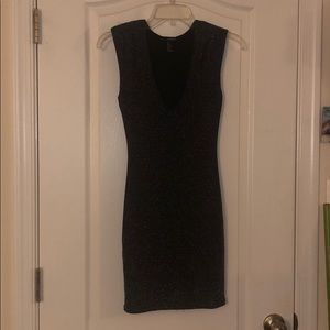 Forever 21 Silver and Black Deep V Dress